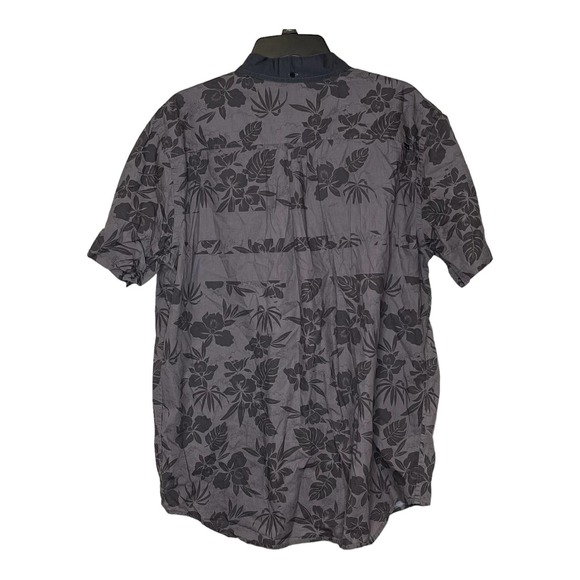 Hurley Floral‎ Pocket Button Down Shirt Men's  XL Short Sleeve Gray 100% Cotton - Picture 8 of 8